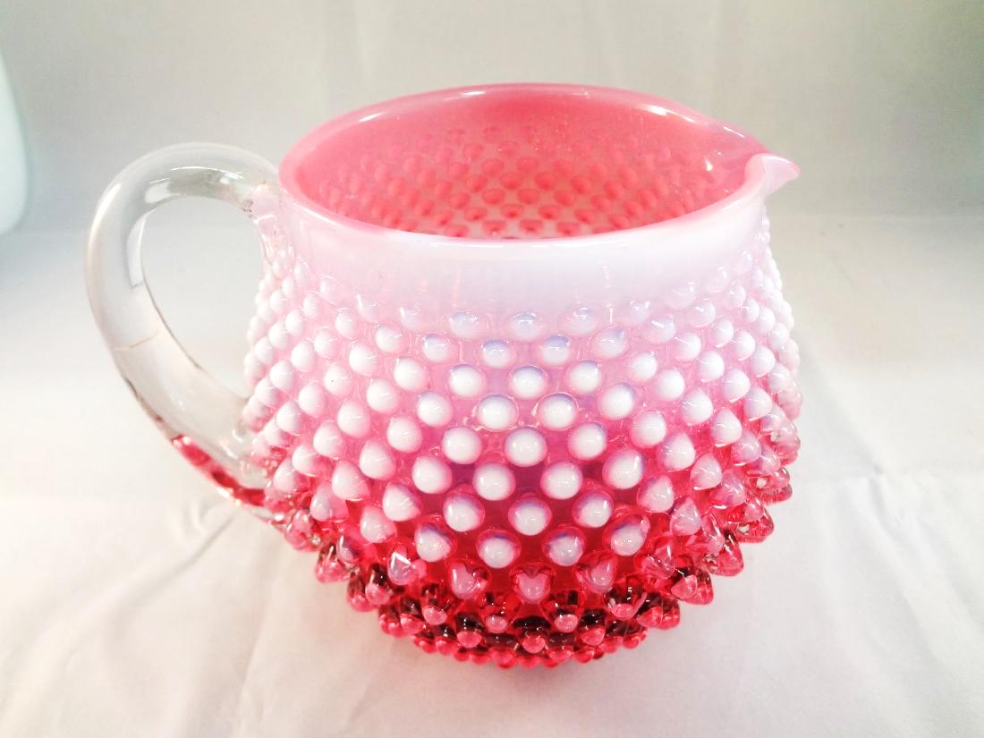 Fenton Cranberry Opalescent Hobnail Cider Pitcher (1 of 4)