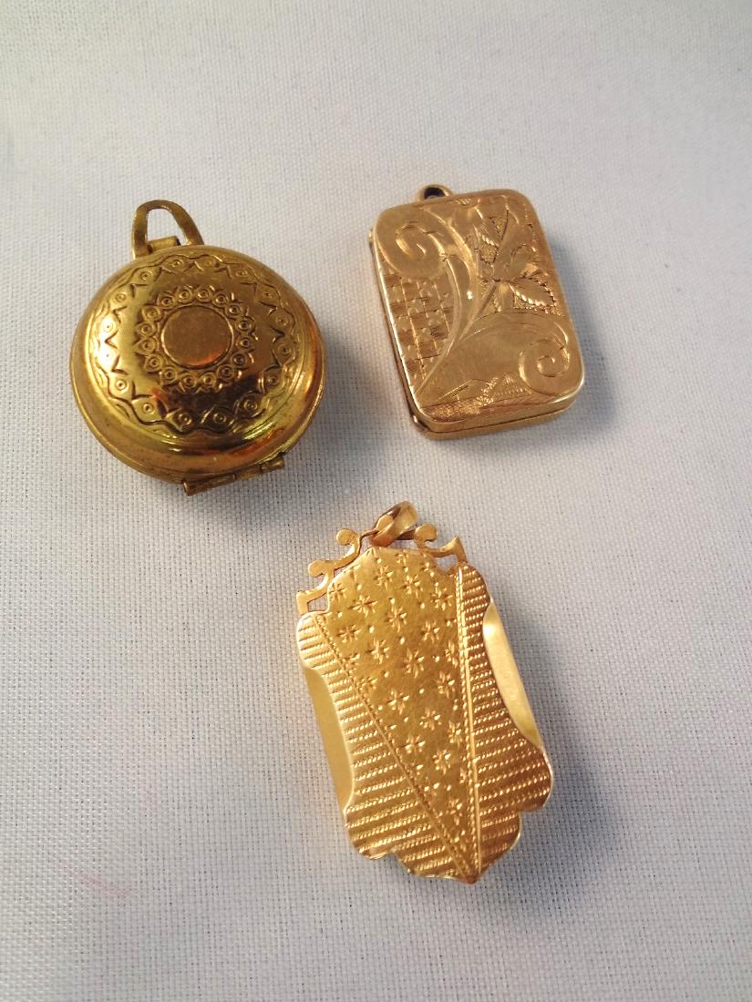 (3) Victorian Mourning Gold Filled Photo/Hair Lockets (1 of 2)