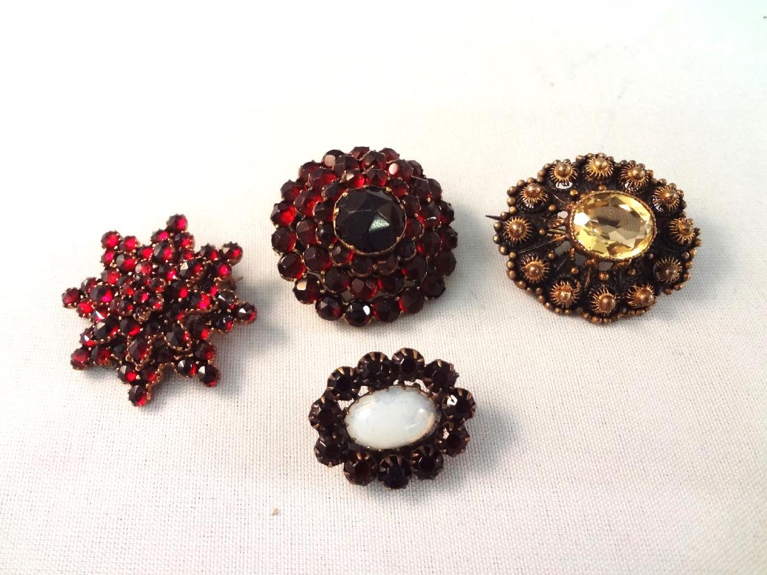 (4) Victorian Mourning Brooches with Rhinestones (1 of 5)