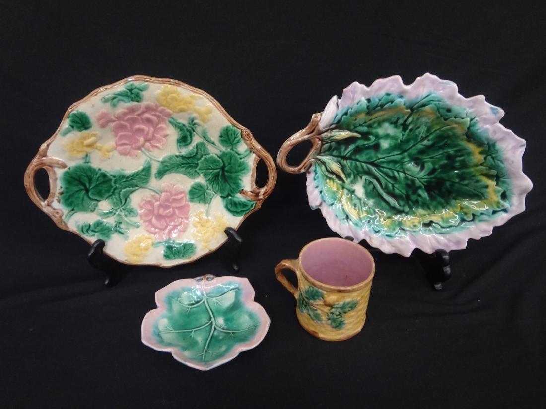 (4) Etruscan Majolica Pieces: Platter, 2 Plates, Cup (1 of 7)