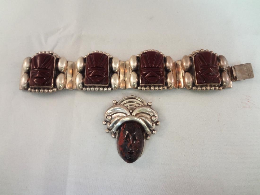 Taxco Mexico Sterling Silver Bracelet and Brooch (1 of 5)