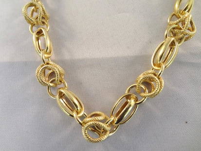 14k Yellow Gold Fancy Link Chain: 14k Yellow Gold Fancy Link Chain: Beautiful 14k gold chain measuring 30" in length. Marked 585, and weighing 44.2 grams.