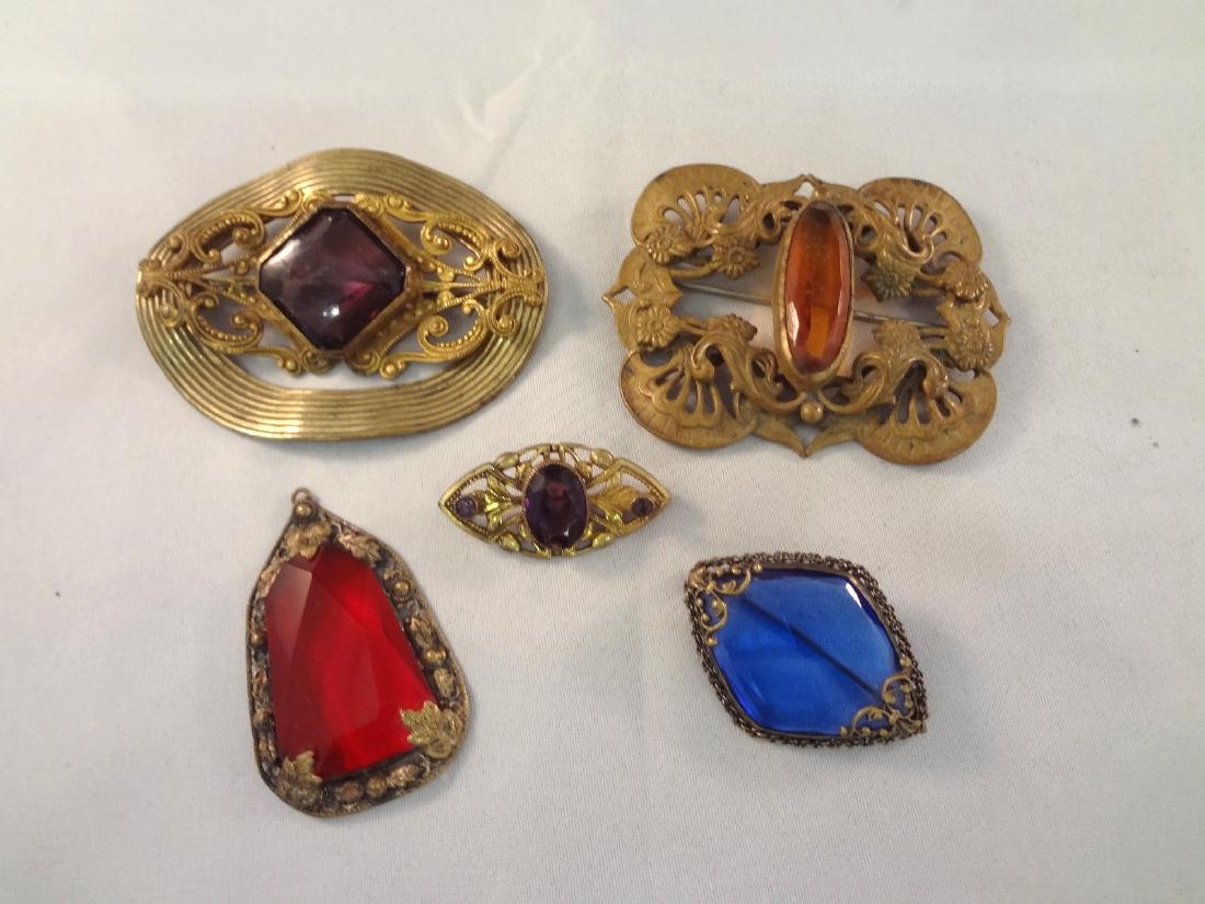 (5) Victorian Jewelry Gold Filled Brooches and Pendant (1 of 5)