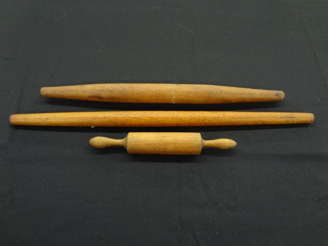 (3) Primitive Wooden Rolling Pins: Tiger Maple and 2 (1 of 4)
