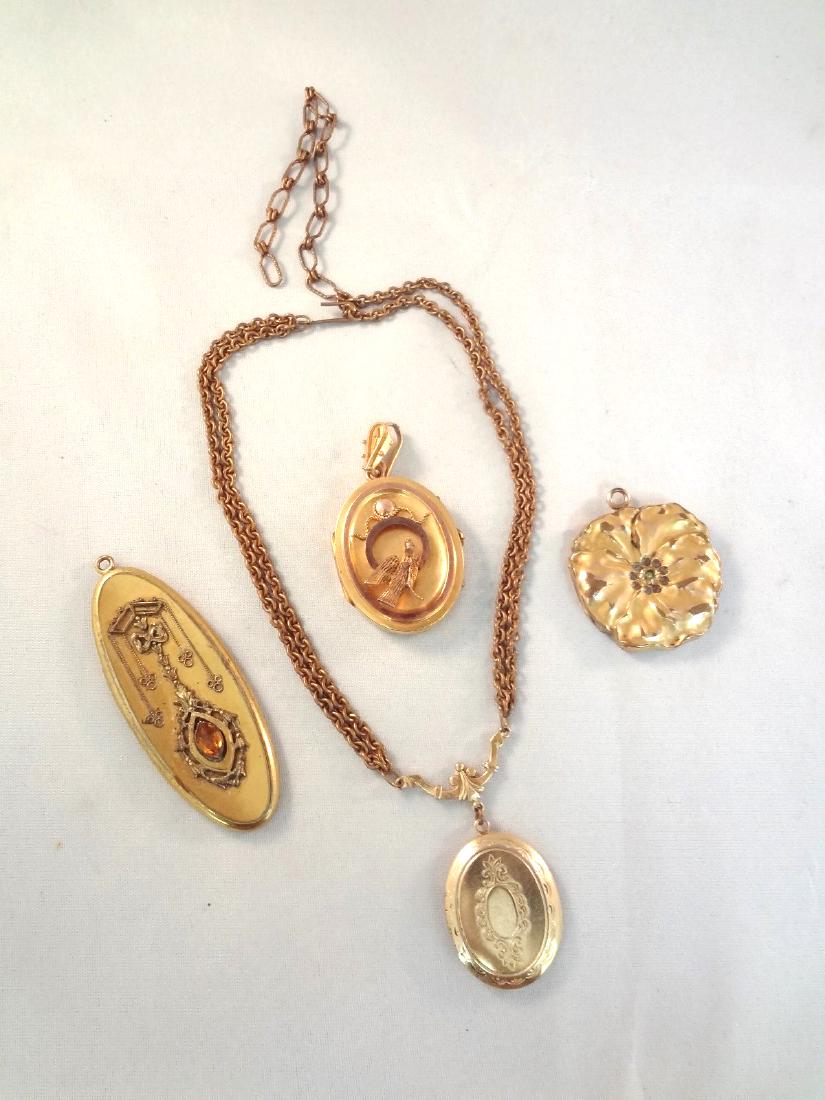 Victorian Mourning Jewelry Gold Filled Lockets, and (1 of 6)