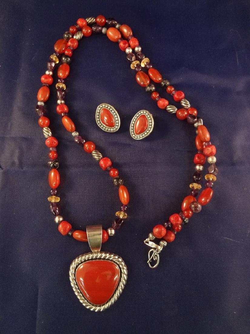 Carolyn Pollack Sterling Silver Red Stone Necklace, (1 of 4)