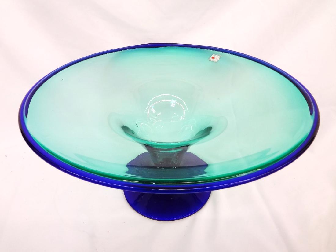 Blenko Art Glass Flared Blue Console Vase (1 of 4)