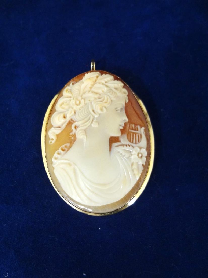 14k Gold Gennaro Borriello Carved Shell Cameo (1 of 4)