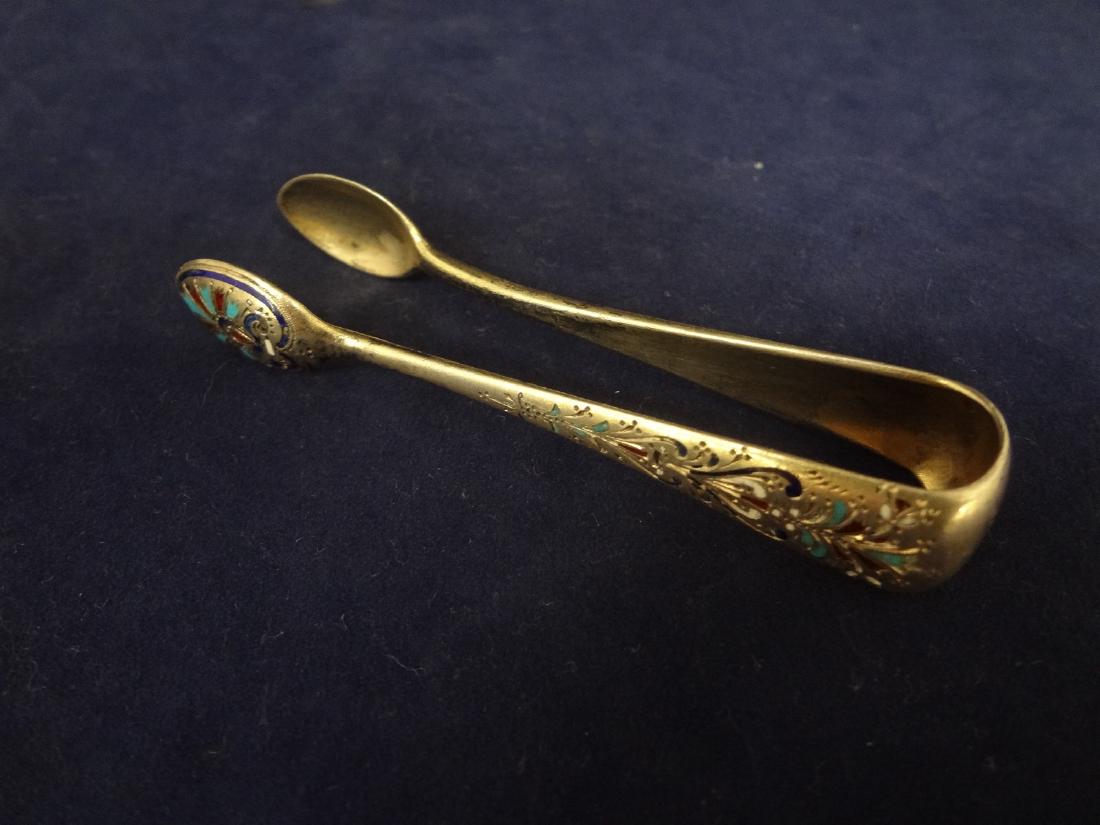 19th Century Enameled Russian Silver Sugar Tongs (1 of 8)