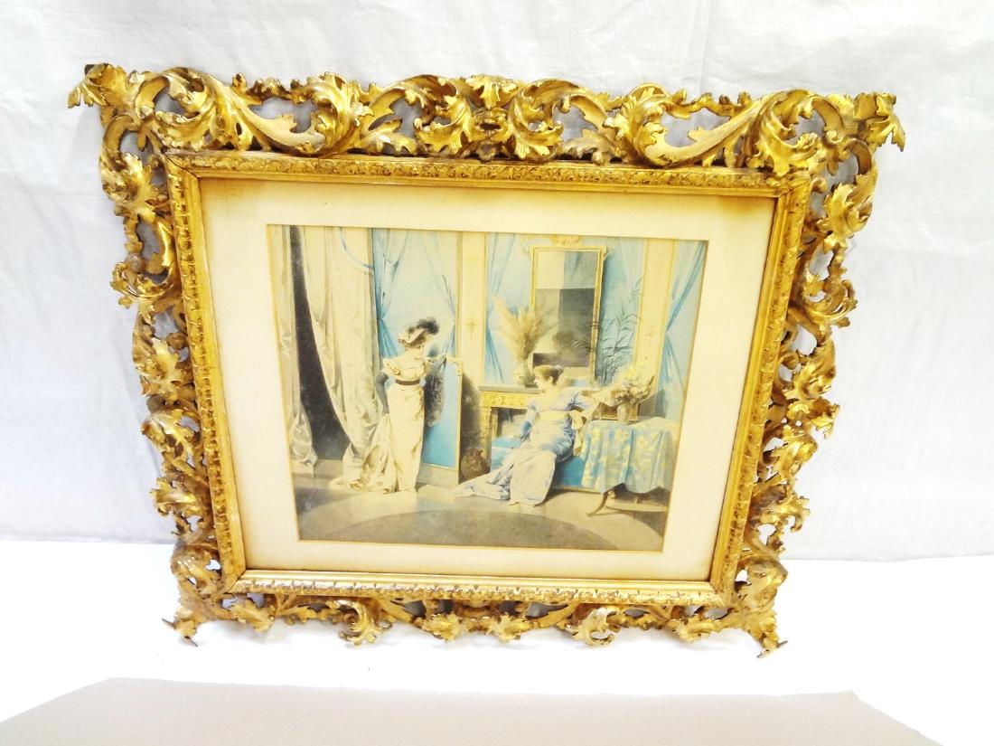Watercolor Painting set in Palatial Style Gilt Carved (1 of 7)