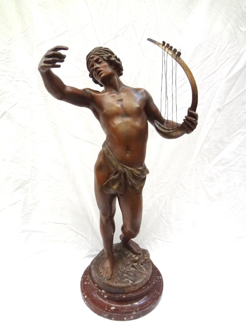 David devant Saul Spelter Sculpture Signed G. Bareau (1 of 8)