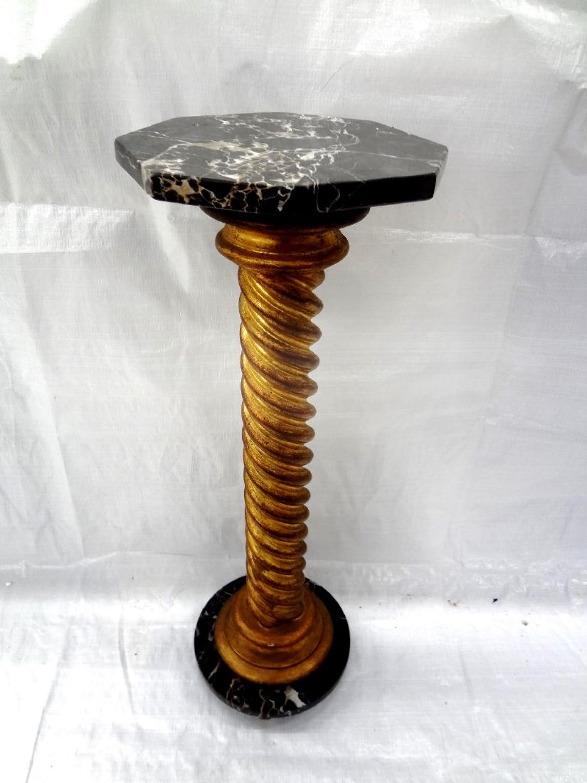 Marble Top and Base Gilt Spiral Center Column Plant (1 of 4)