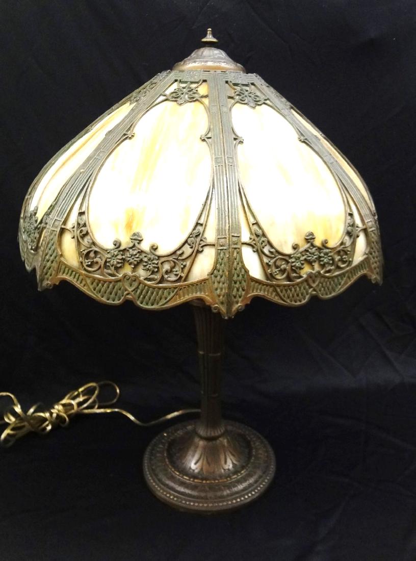 Miller Lamp Company 8 Panel Slag Glass Table Lamp (1 of 7)