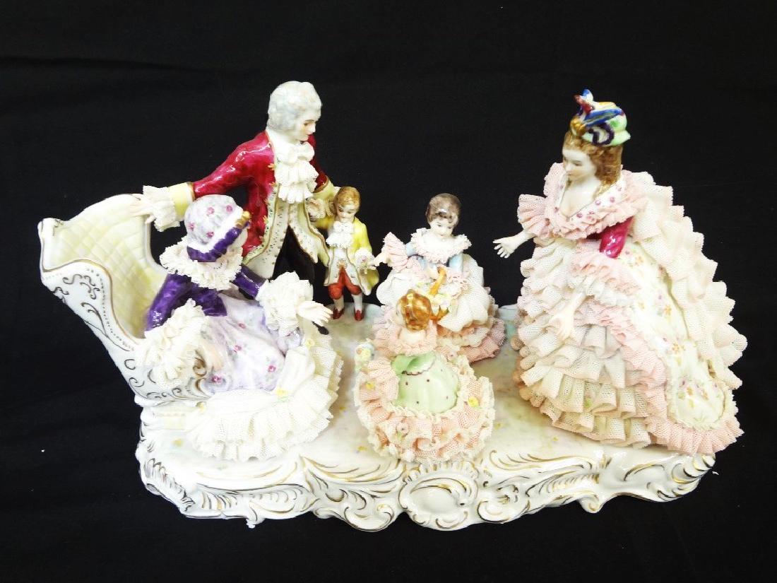 MZ Irish Dresden Figural Group: Grandmother's Birthday (1 of 6)