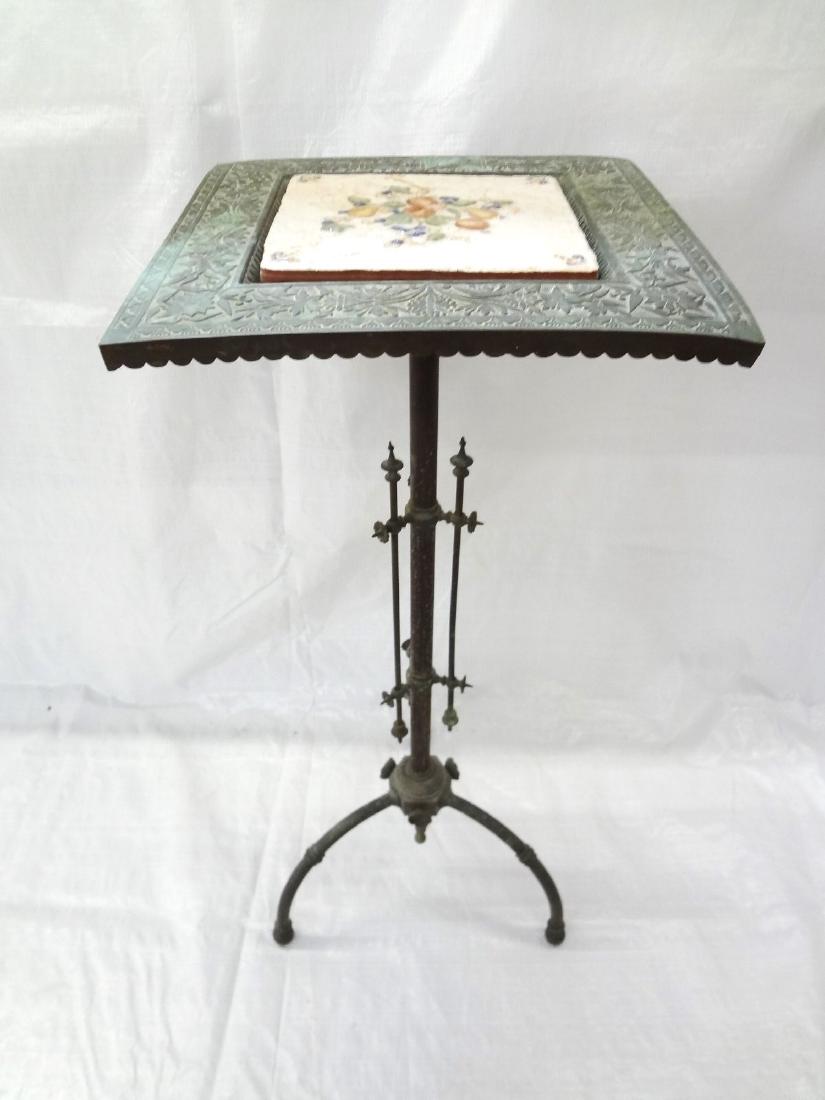 Cast Iron Tile Inlaid Top Plant Stand (1 of 7)