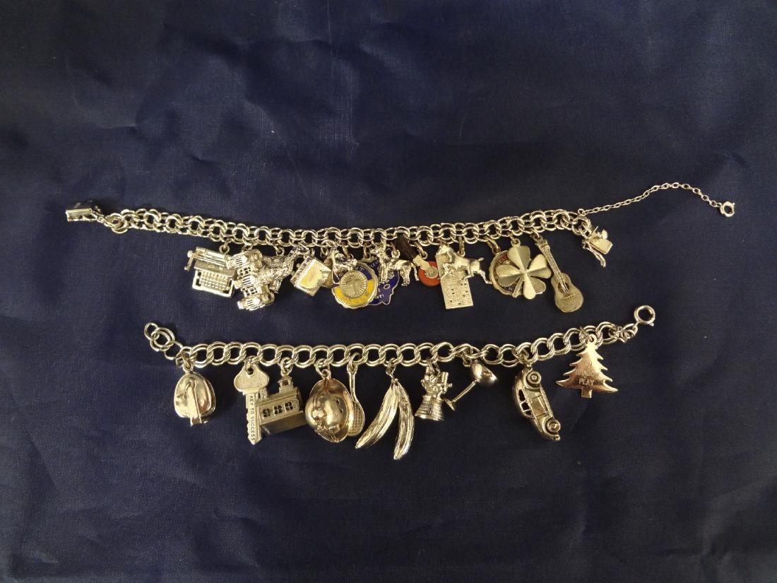 (2) Sterling Silver Charm Bracelets With 23 Charms (1 of 4)