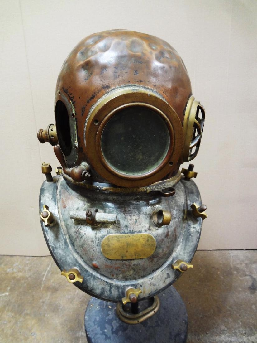 Copper and Brass Diver's Helmet With Shoulder Assembly (1 of 6)