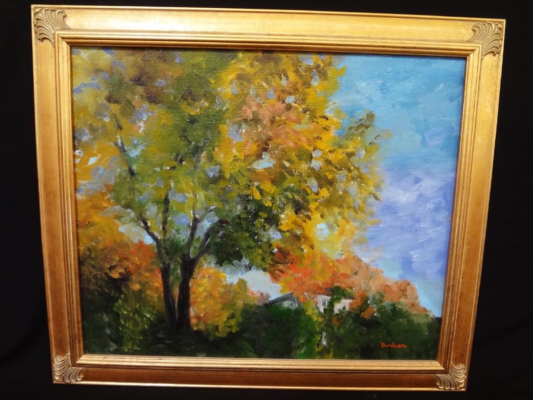 Original Oil Painting on Board Landscape Signed Bursham (1 of 4)