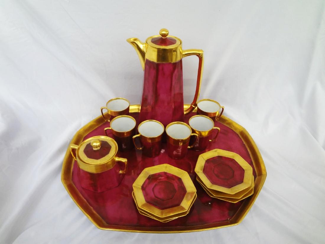 Limoges China Chocolate Set With Under Tray Deep Pink (1 of 6)