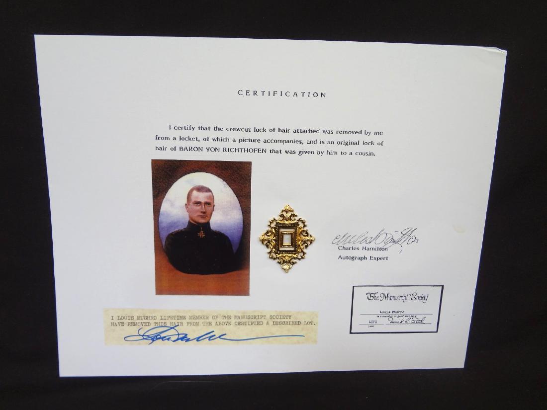 Lock of Baron Vo Richthofen's "The Red Baron" Hair (1 of 4)