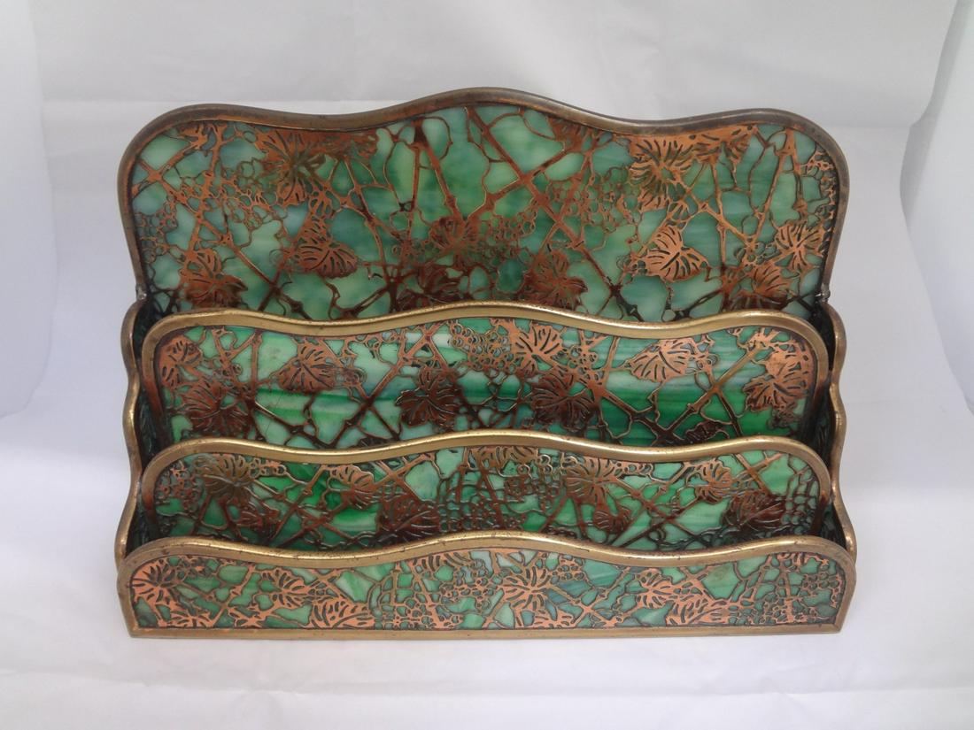Tiffany Studios New York Bronze Letter Holder Grapevine (1 of 6)