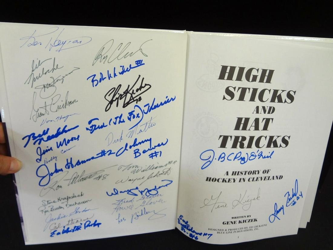 Multi Signed Cleveland Hockey Book "High Sticks & Hat (1 of 5)
