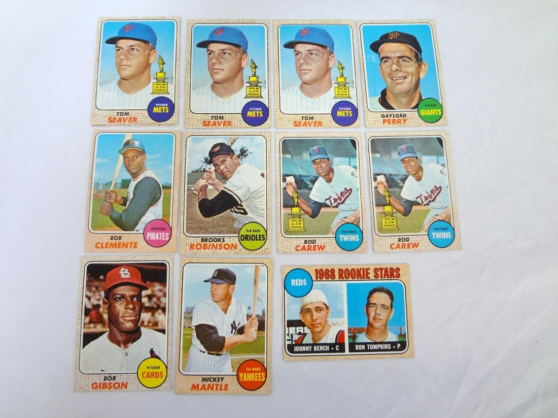 (10)1968 Topps Yellow Back Baseball Star Cards: Mantle (1 of 14)