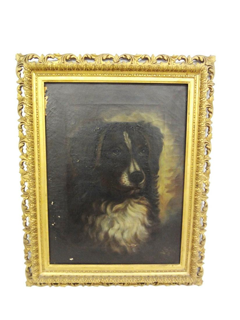 Early 19th Century oil Painting of a Dog Portrait (1 of 6)