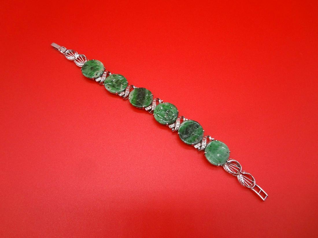 18k White Gold and Green Jade Bracelet (1 of 4)