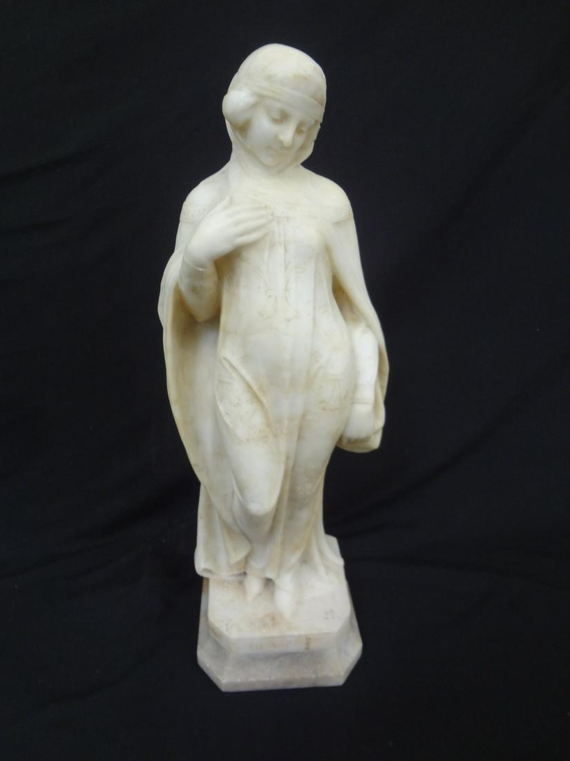 Beatrice Marble Statue 20" Tall: Beatrice Marble Statue 20" Tall: Measuring 20" tall, with Beatrice etched into front of sculpture. No cracks or other condition issues