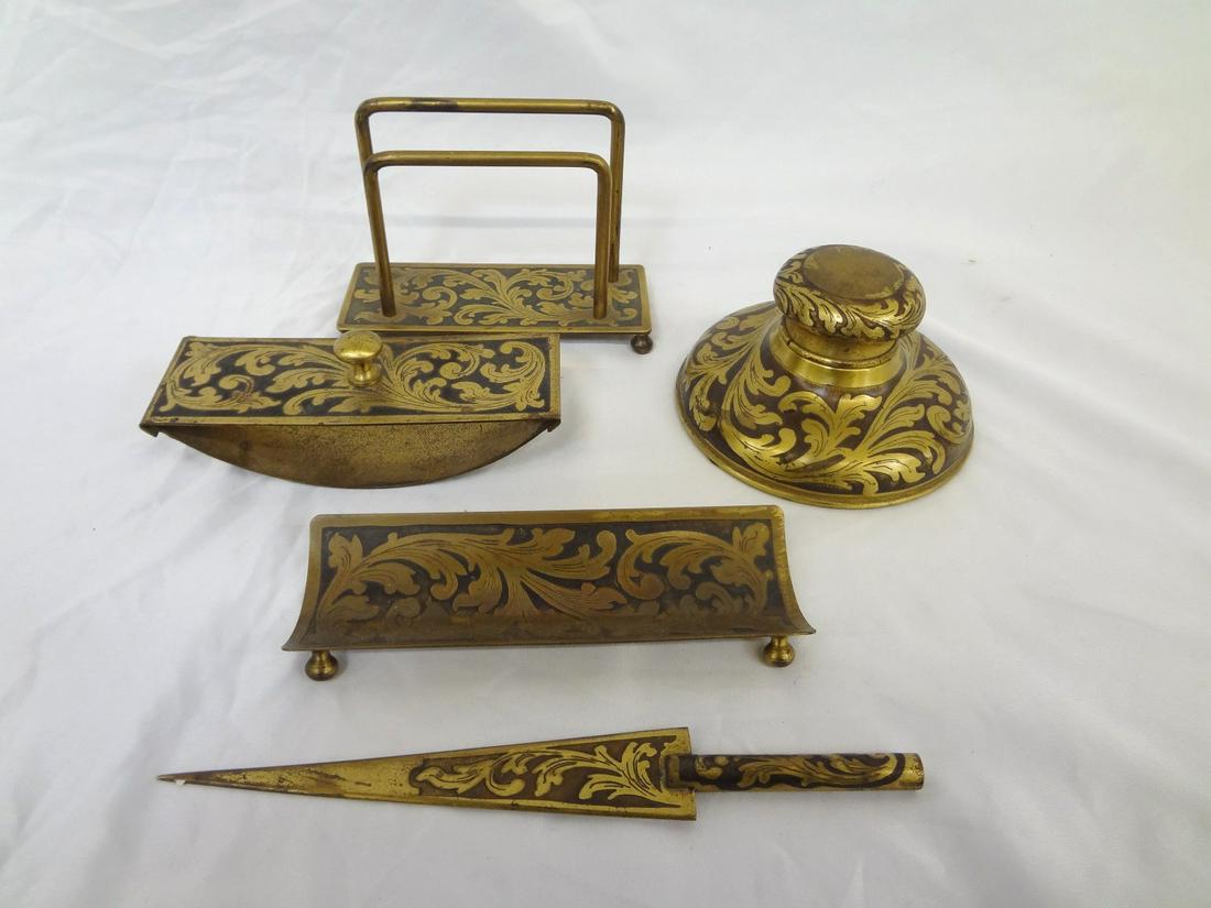 Brass Etched Desk Set (1 of 4)