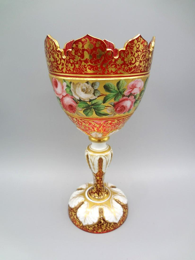 Moser Type Czech Bohemian Enameled Glass Chalice (1 of 5)