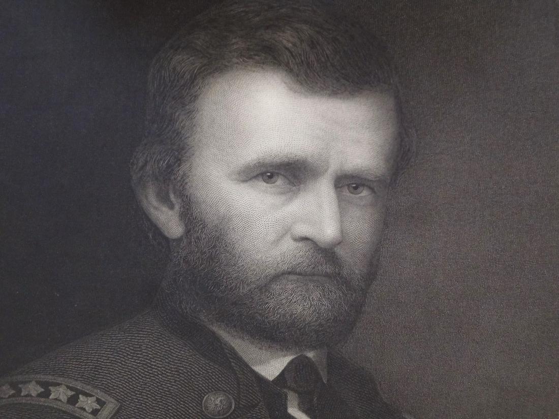 Ulysses S. Grant Oversize 1868 Steel Engraving By: Ulysses S. Grant Oversize 1868 Steel Engraving By William Edgar Marshall Framed: Stunning engraving og Grant by Marshall (American 1837-1906). Matted and framed and measuring 31 x 37". Very heavy and