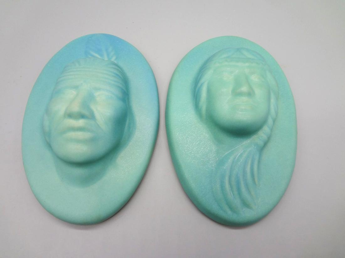 (2) Van Briggle Native American Wall Plaques (1 of 5)