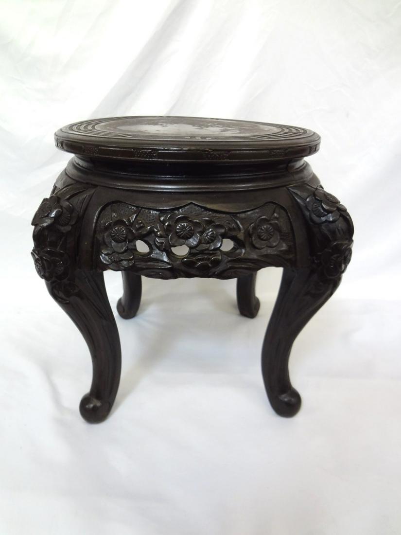 Large Teak Chinese Jardiniere Stand Rosette Carved (1 of 6)