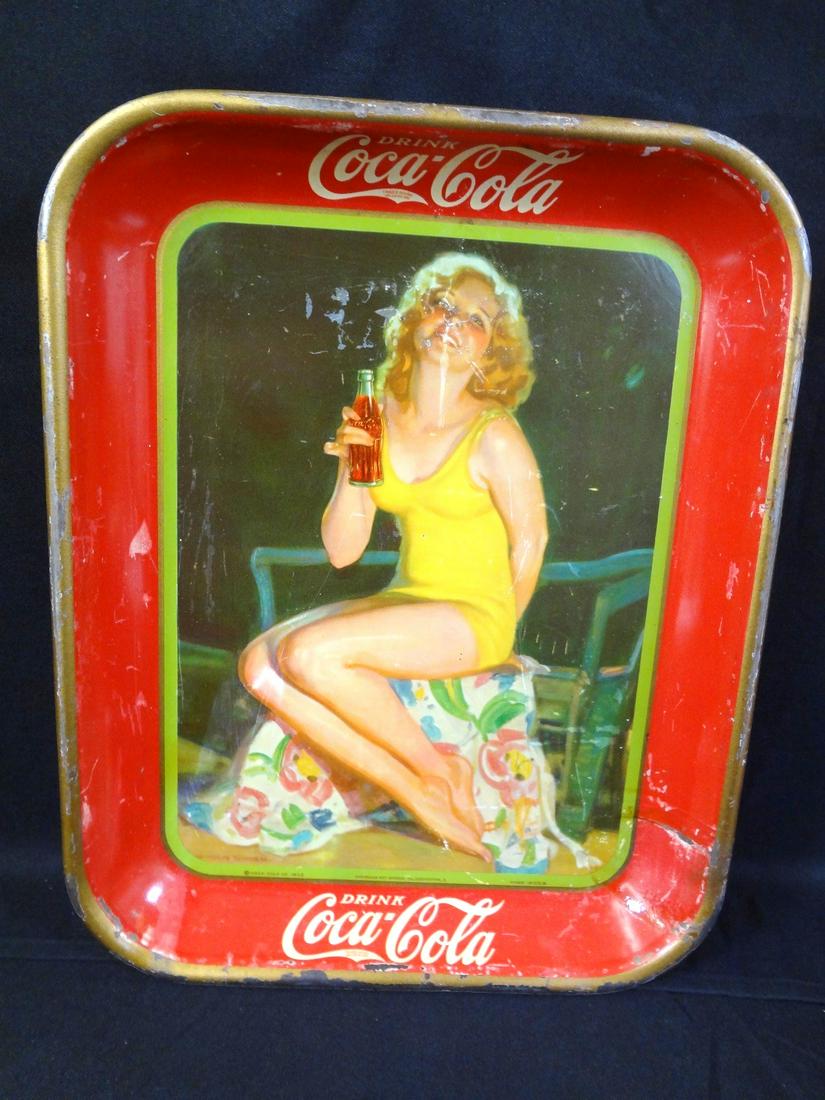 1932 Coca-Cola Serving Tray "Girl in Yellow Bathing (1 of 4)