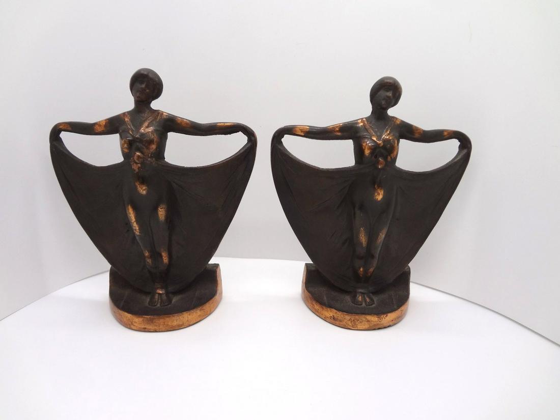 Art Nouveau Bronze Female Cape Bookends (1 of 4)