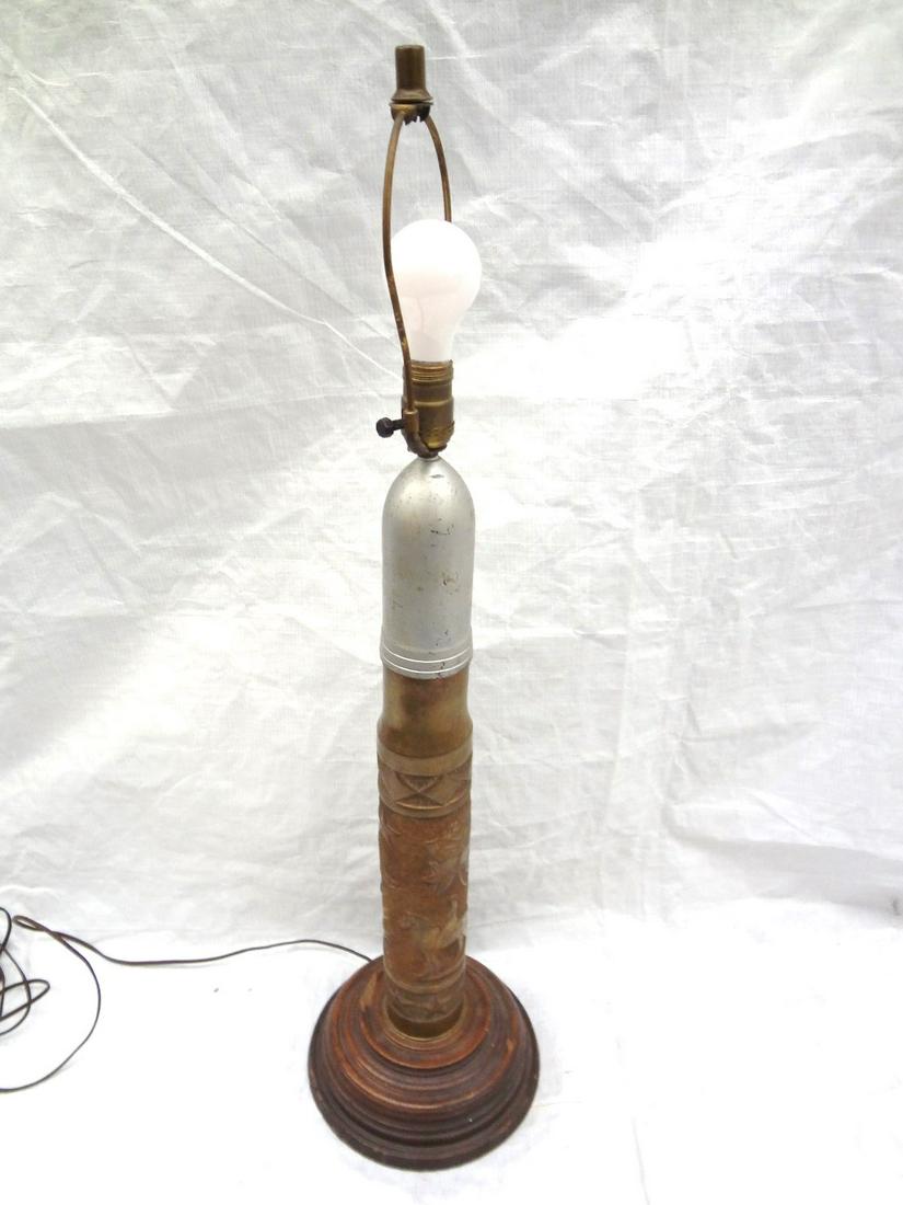 WWII U.S. Military Tramp Art Artillery Shell Lamp (1 of 6)