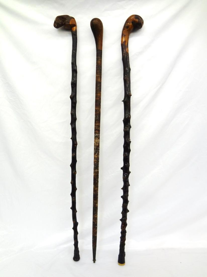 (3) Hand Carved Walking Canes (1 of 7)
