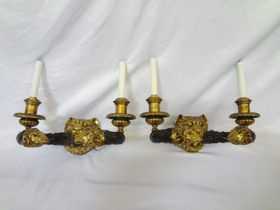 (2) Gothic Revival Bronze and Brass Double Candelabra (1 of 6)