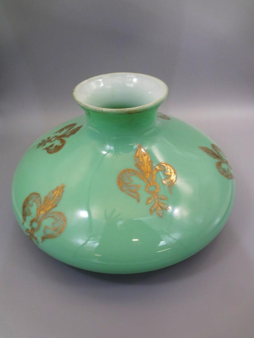 Banquet Lamp Shade Green With Fleur-De-Lis Hand Painted (1 of 4)