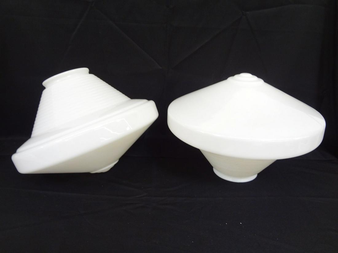 (2) Industrial Size Art Deco Multi Tiered Milk Glass (1 of 6)