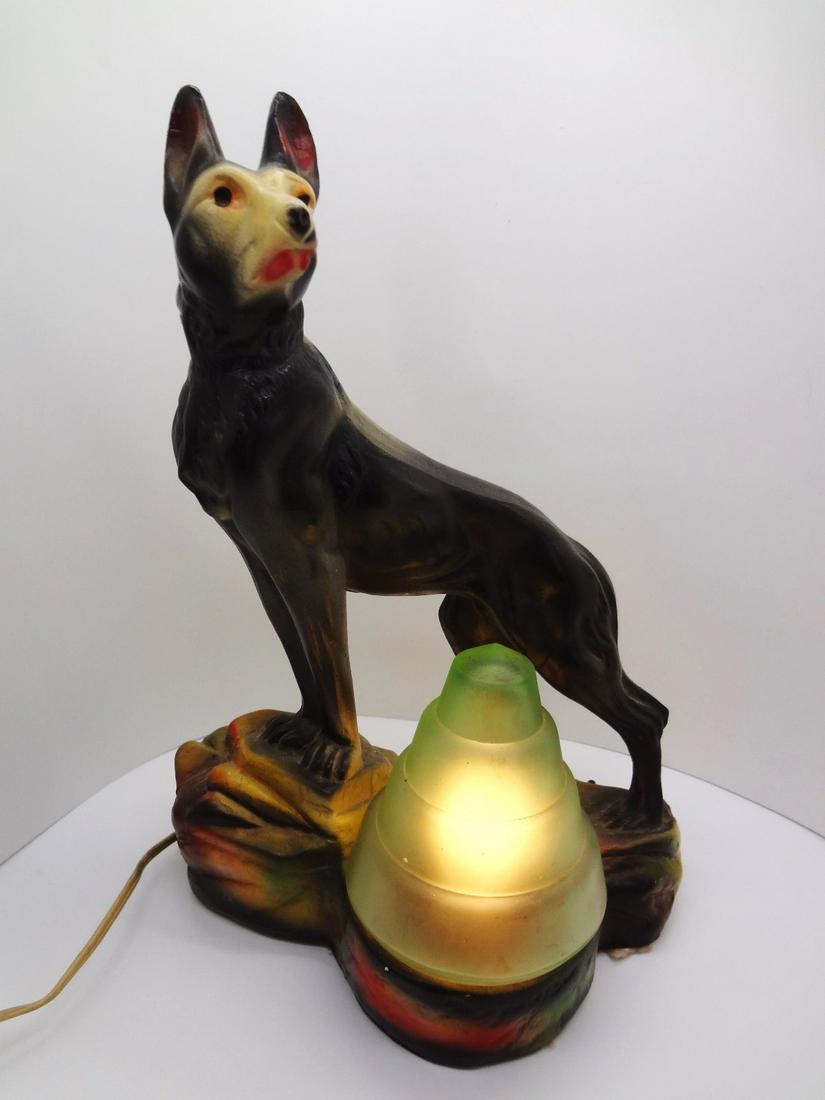 Rin Tin Tin 1950's Chalkware Lamp, Art Deco Tiered (1 of 5)