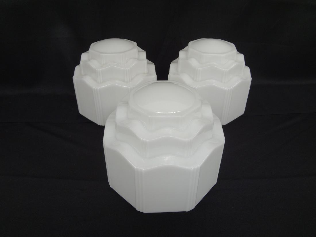(3) Art Deco Multi Tiered Milk Glass Hanging Lamp (1 of 3)