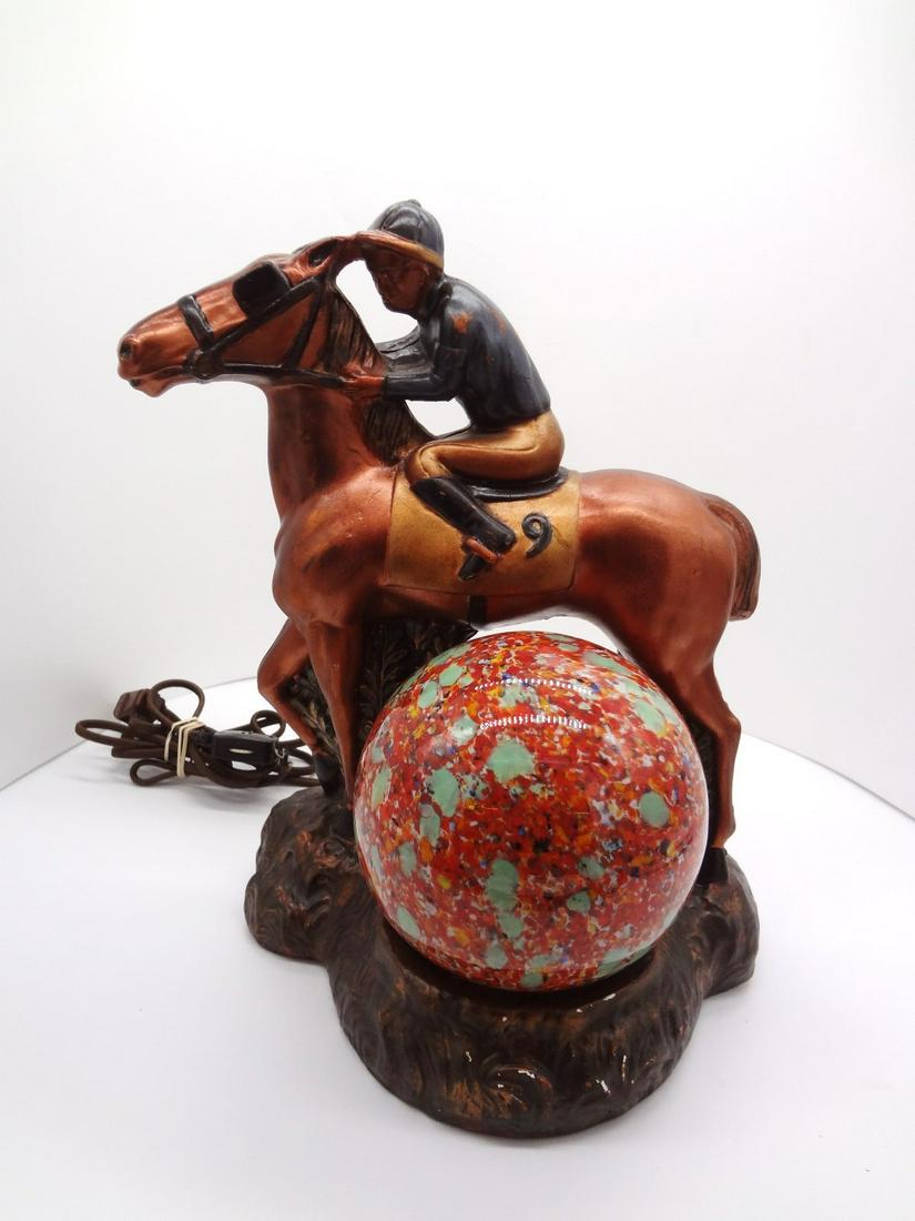 Art Deco Jockey Chalkware Table Lamp Czechoslovakia (1 of 7)