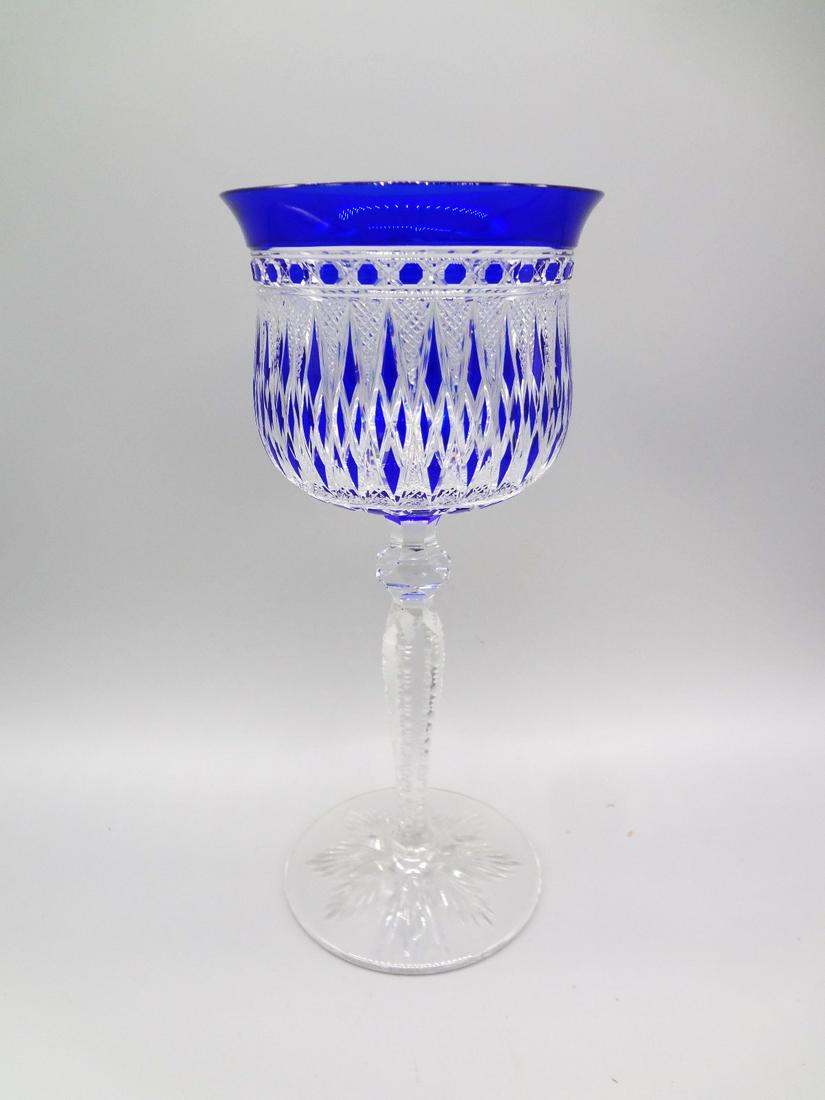Cobalt Cut to Clear Glass Chalice: Cobalt Cut to Clear Glass Chalice: Measures 10.25" tall with 4.5" mouth diameter. No condition issues