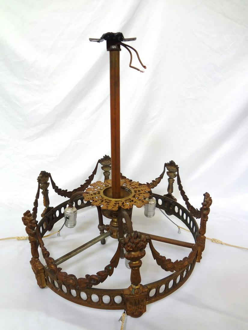 Cast Metal Hanging Chandelier With Original Insert (1 of 11)