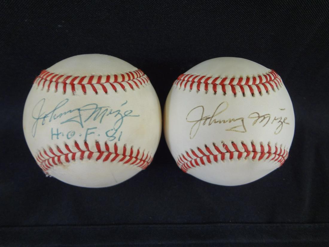 (2) Johnny Mize Single Signed American League Baseballs (1 of 4)