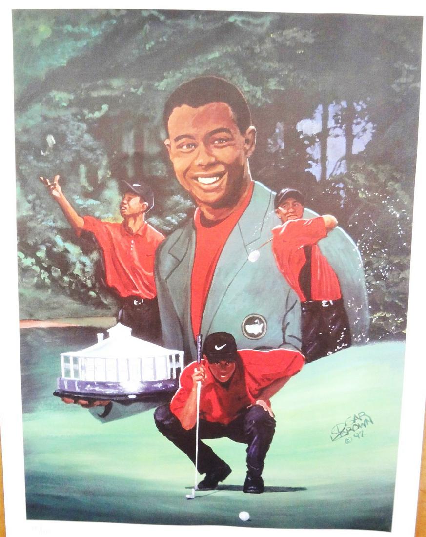 (6) Tiger Woods Edgar L. Brown Lithographs "Master of (1 of 4)