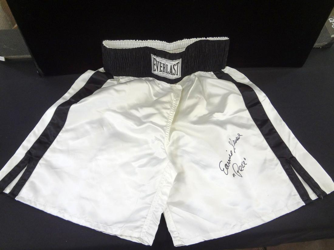 Earnie Shaver Autographed Everlast Silver Boxing Trunks (1 of 3)